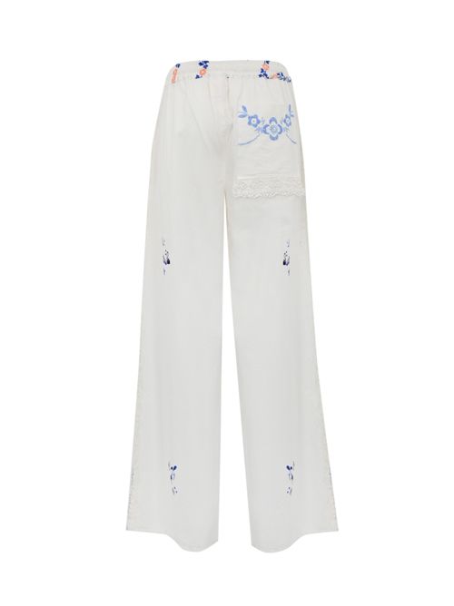 Pantalone in cotone con ricami Bianco/Blu FRONT STREET | 34964 HAND02